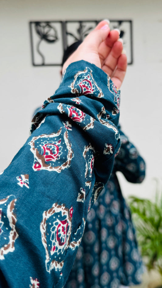 Cotton Flared Aliacut Floral Print Peplum Top