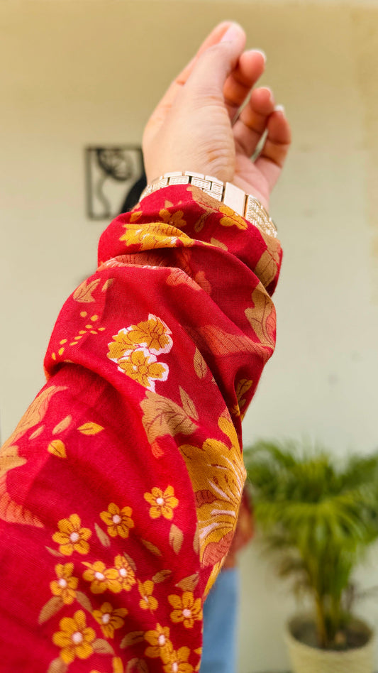 Cotton Flared Aliacut Floral Print Peplum Top